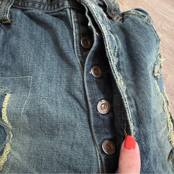 Magnolia Pearl Sanforized Processing Patchwork Jeans Pants One Size Denim Boho - Picture 5 of 10